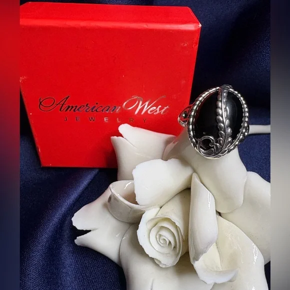 Ring*Carolyn Pollack American West Silver and Black Statement Vintage Ring - Picture 3 of 12